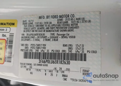 2014 Ford Fusion Hybrid Se from USA, damaged, VIN 3FA6P0LU6ER182630